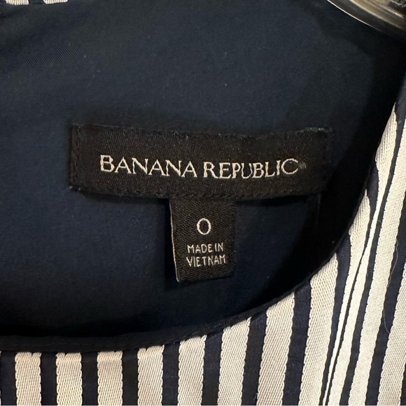 🍓Banana Republic double bow shift dress navy and silver vertical stripe size 0 - Picture 6 of 12